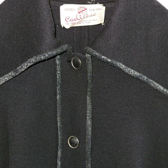 NWT Vintage Cadillac Mod 1960s Italian Pure Virgin Wool Long Black Sweater Flaws - Picture 11 of 16